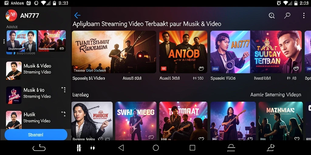 Tampilan antarmuka aplikasi AN777 untuk Streaming Video.