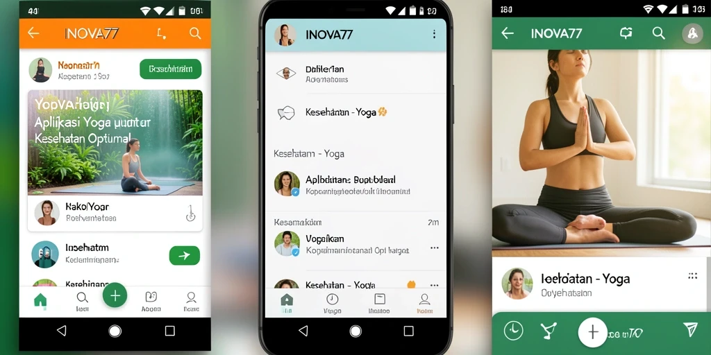 Tampilan antarmuka aplikasi INOVA77 untuk latihan Yoga yang interaktif.