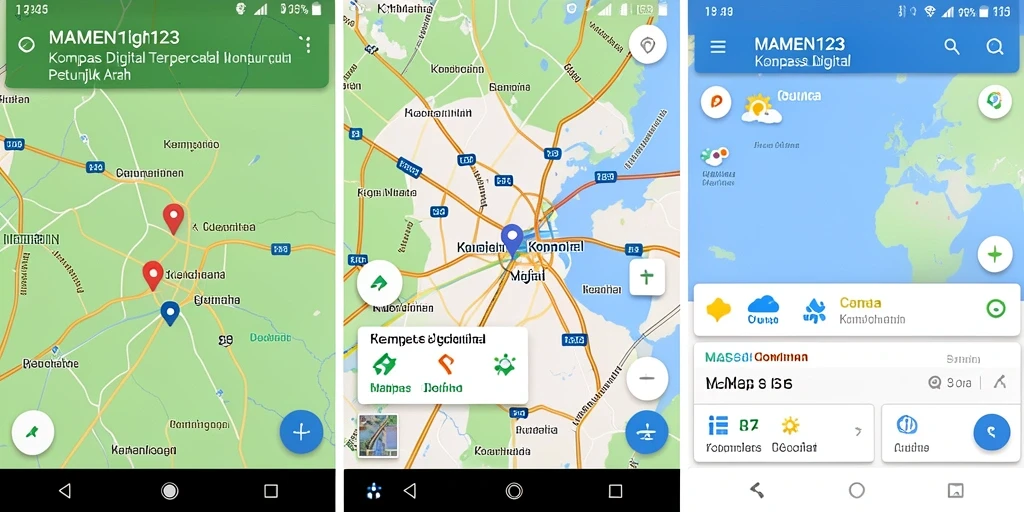 Antarmuka MAMEN123 menunjukkan arah dan informasi cuaca dengan jelas.