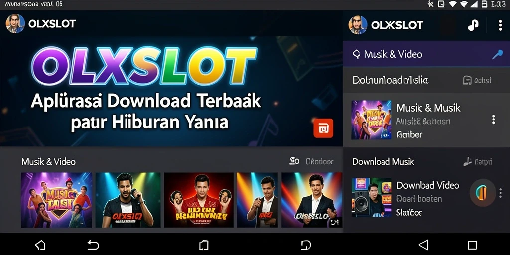 Tampilan antarmuka aplikasi OLXSLOT untuk download musik dengan mudah.